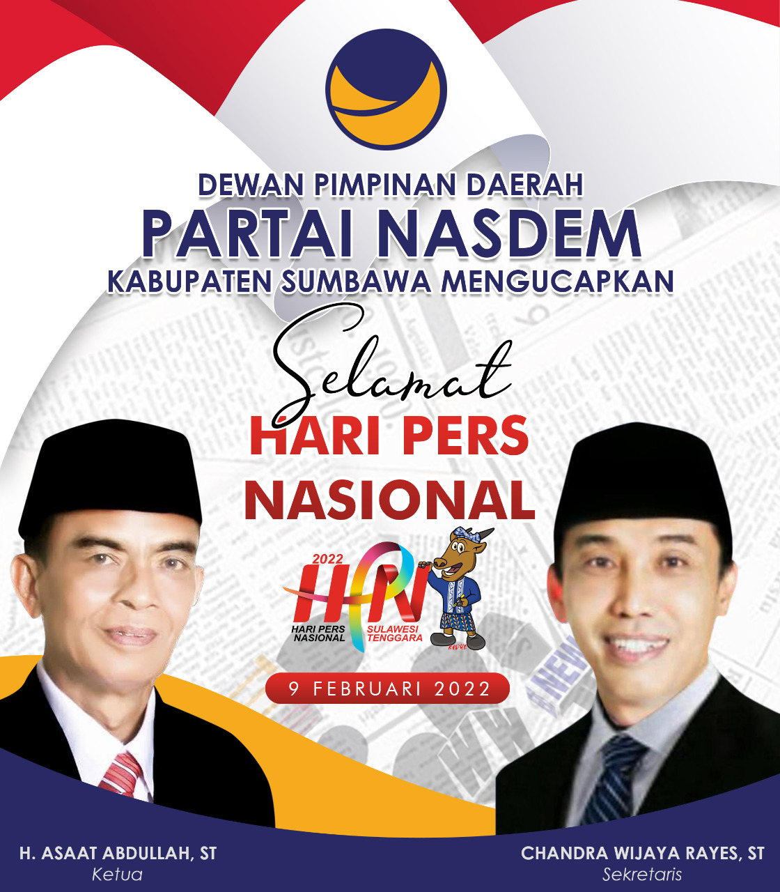 DPD Nasdem Kabupaten Sumbawa Mengucapkan Selamat Hari Pers Nasioanl