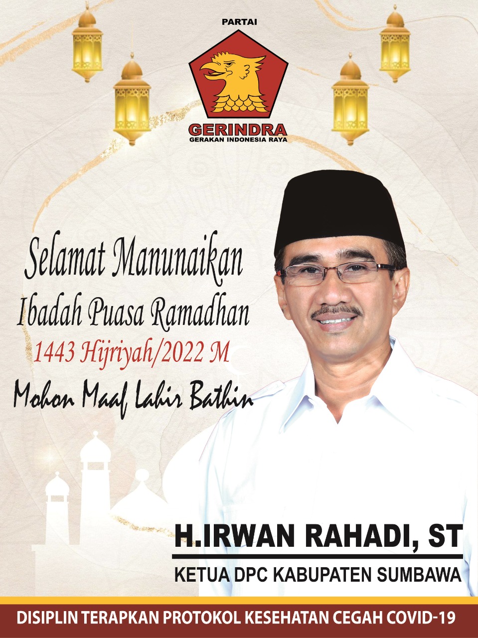 Keluarga Besar DPC Gerindra Sumbawa mengucapkan Marhaban ya Ramadhan