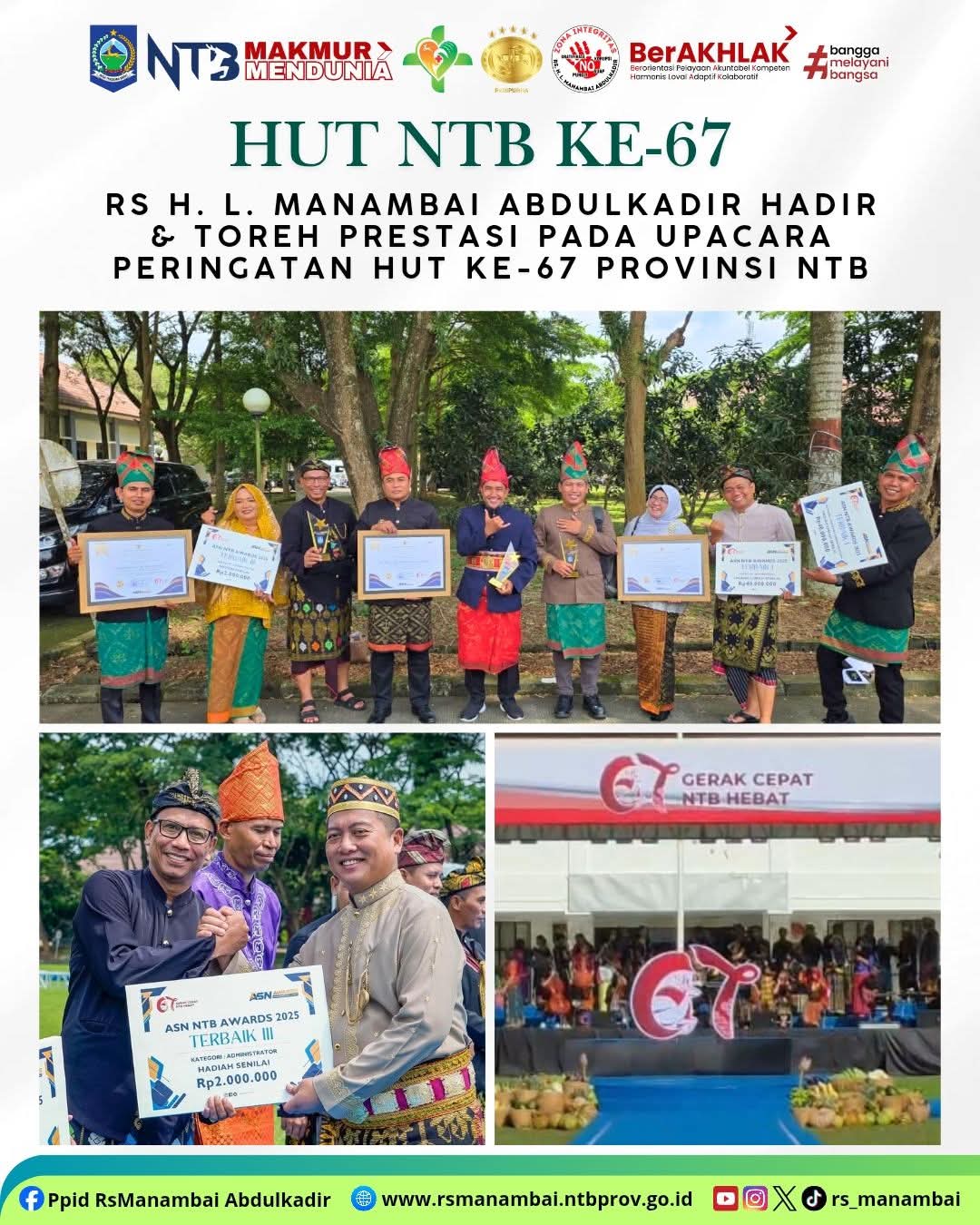 HUT ke-67 NTB, RSMA Naik Kelas Jadi Tipe B dan Borong Prestasi ASN Awards 2025